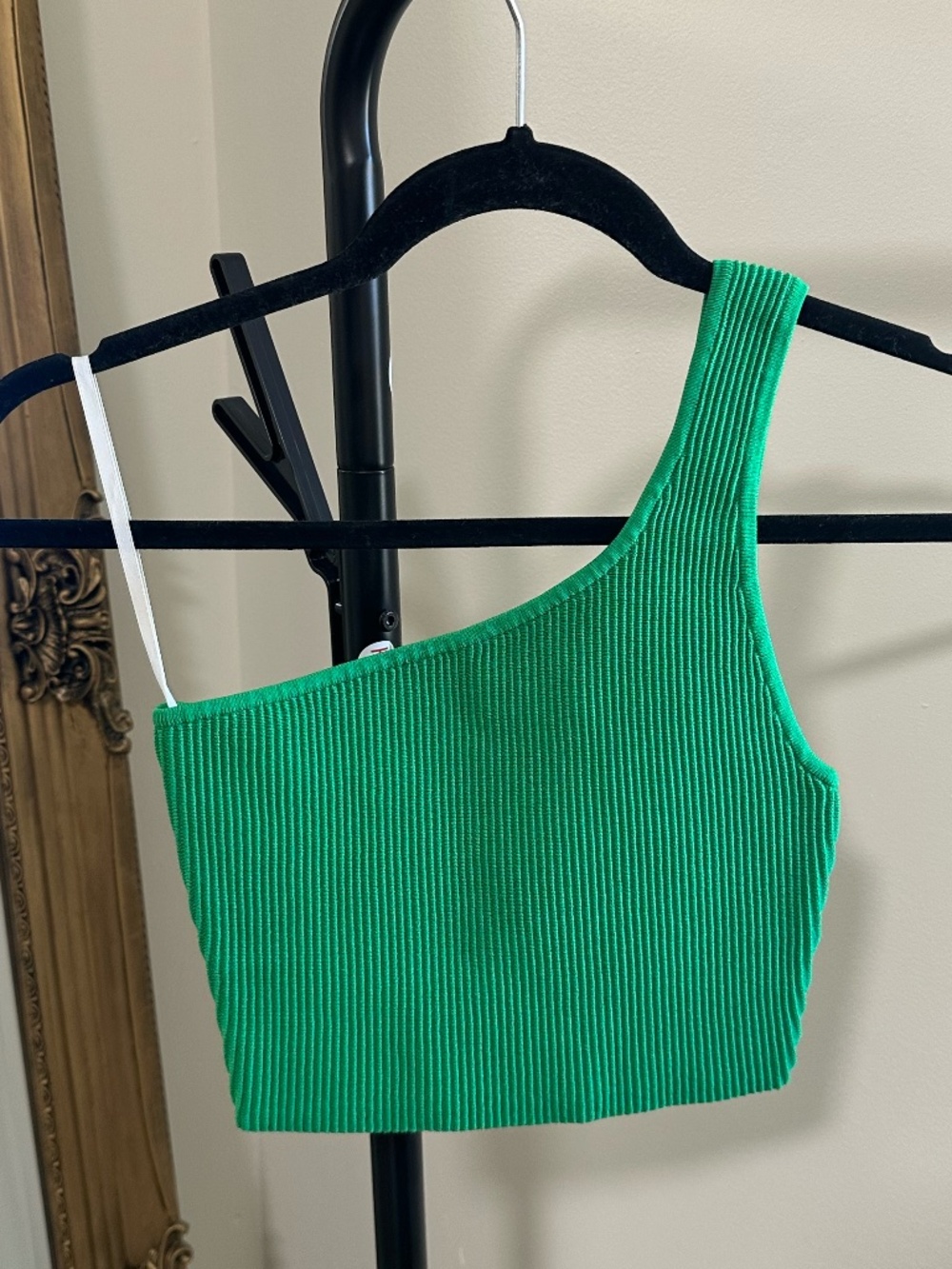 Baboon Sculpt One Shoulder Gloss Green Tank